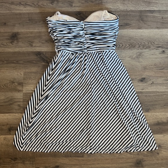 BCBG Maxazria Black and White Stripped Strapless Dress - Picture 3 of 4